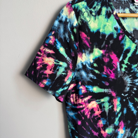 Scrubstar Women's Short‎ Sleeve V-Neck Scrub Top Abstract Tie-Dye Multicolor S - Picture 2 of 11